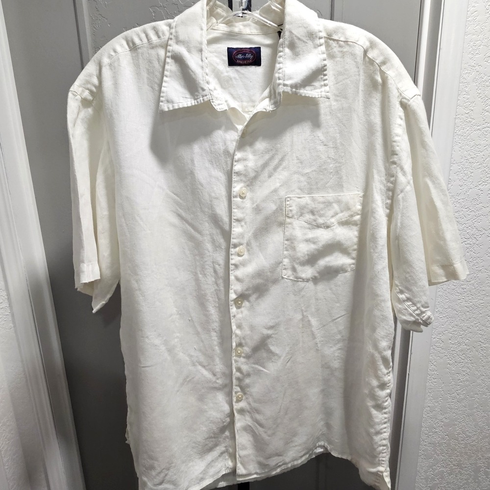 Allen Solly Men's L 100% Linen Shirt Off White Natural White